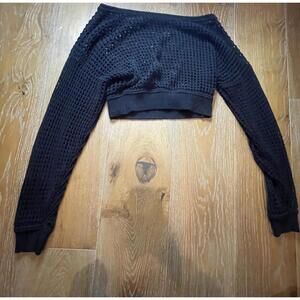 Alo Yoga Black Mesh Long Sleeve Crop Top Size Estimate Small